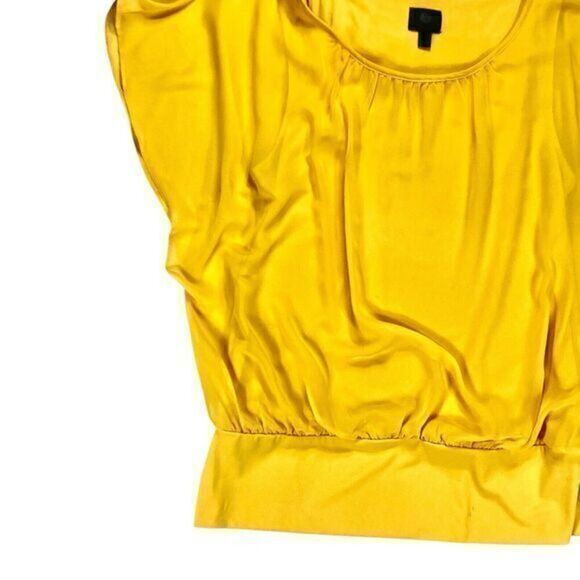 JM Collection Top Womens Sz Large Yellow Flutter-Sleeve Career Scoop Neck Blouse - Picture 4 of 16
